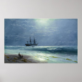 Aivazovsky - Moonlit Landing 1895 Poster