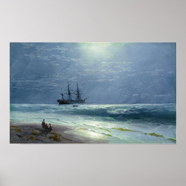 Aivazovsky - Moonlit Landing 1895 Poster (Framsidan)