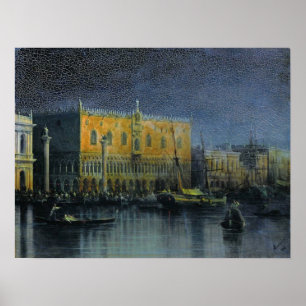 Aivazovsky - Palatsregn i Venedig i månsken … Poster
