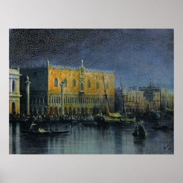 Aivazovsky - Palatsregn i Venedig i månsken … Poster (Framsidan)