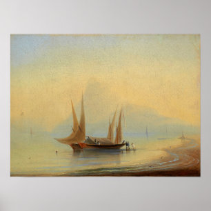 Aivazovsky - Pråmar Utanför Kusten Poster