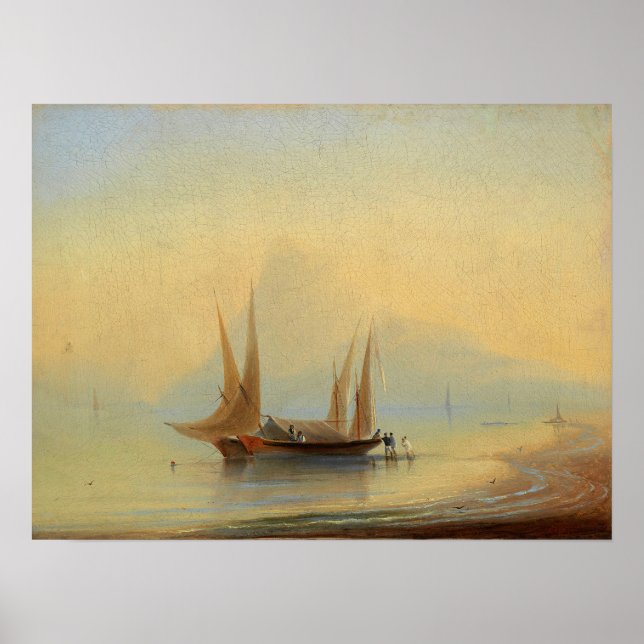 Aivazovsky - Pråmar Utanför Kusten Poster (Framsidan)