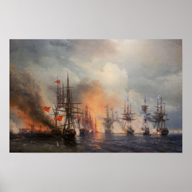 Aivazovsky - Slaget vid Sinope Poster (Framsidan)