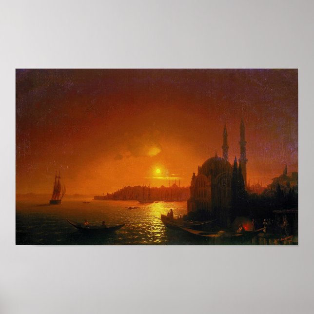 Aivazovsky - Vy över Konstantinopel med månsken… Poster (Framsidan)