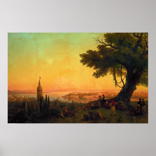 Aivazovsky - Vy över Konstantinopel på kvällen Li… Poster (Framsidan)