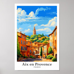 Aix en Provence Frankrike Art Travel Illustration Poster