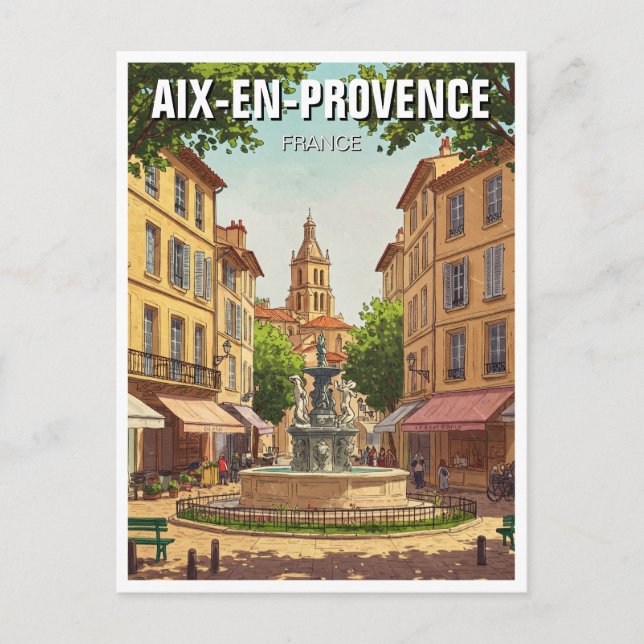 Aix-en-Provence Frankrike Resa Vykort (Framsida)