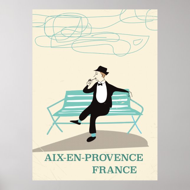 Aix-en-Provence Frankrike reseinformation affisch (Framsidan)