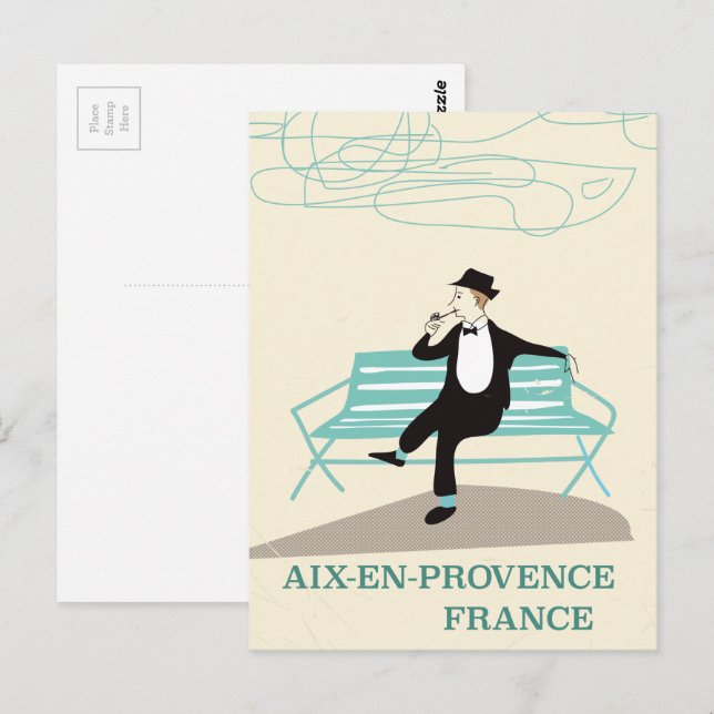 Aix-en-Provence Frankrike reseinformation affisch Vykort (Fram/baksida)
