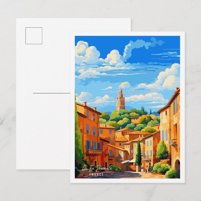 Aix En Provence Frankrike vintage resillustration Vykort (Fram/baksida)