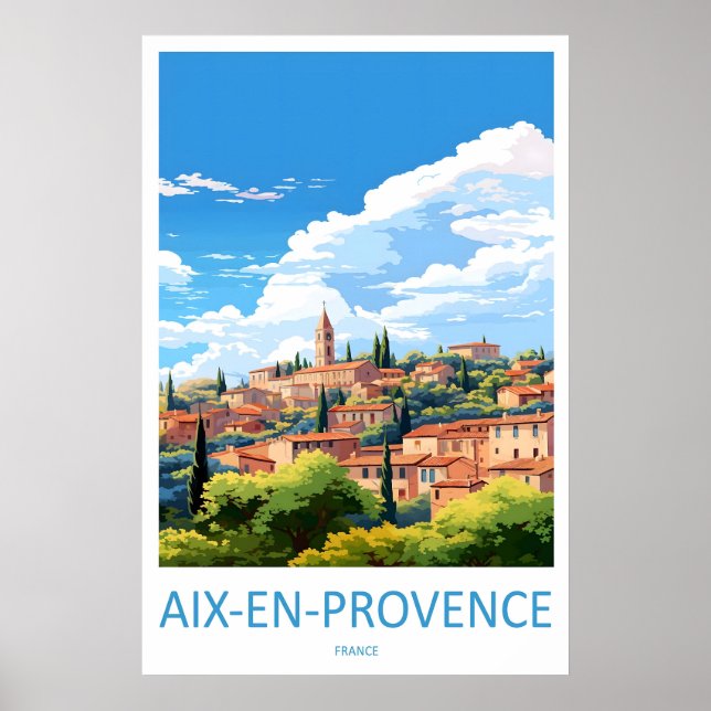 Aix En Provence Vintage Reseskylt Ski National Poster (Framsidan)