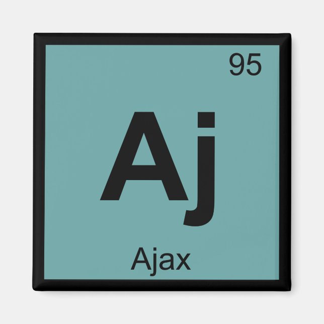 Aj - Ajax Grekisk kemi Periodiska systemets symbol Magnet (Framsidan)