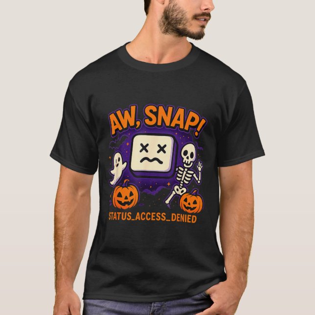 Aj kuslig spökskelett pumpa fel t shirt (Framsida)