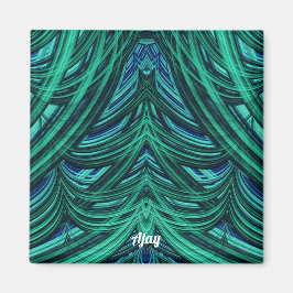 ~ AJAY ~ UNDERBAR! ~ 3D Fraktal blågrön Magnet