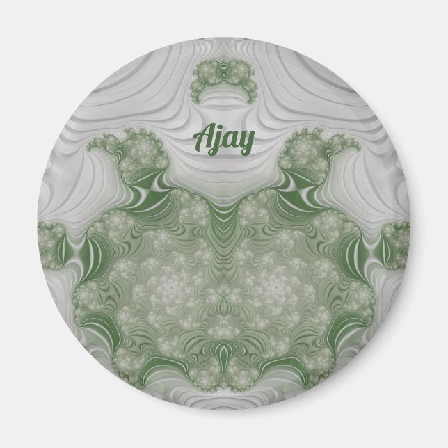 AJAY ~ Vit och Grön ~ Häpnadsväckande Design Magne Magnet (Framsidan)