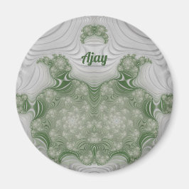 AJAY ~ White and Green ~ Stunning Design Magnet