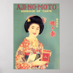 AJINOMOTO Reklam Japanska Dam Geisha Vintage Poster