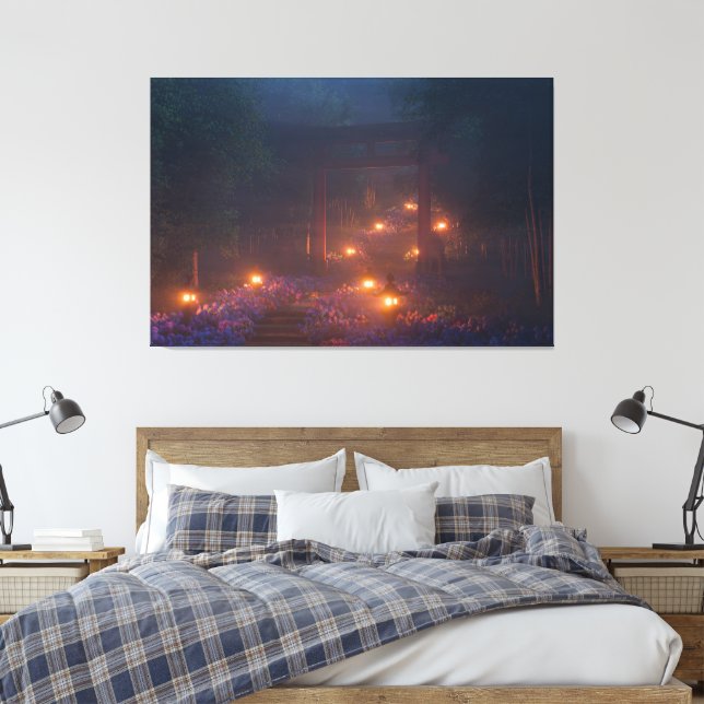 Ajisai no Kaidan (Natt) Canvastryck (Insitu (sovrum))