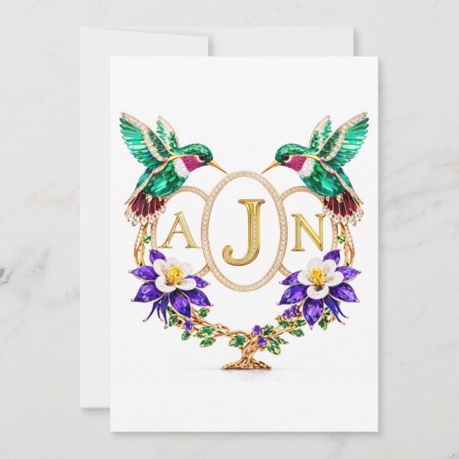 AJN Hummingbird Wedding Any Letters Custom CO Inbjudningar (Framsida)