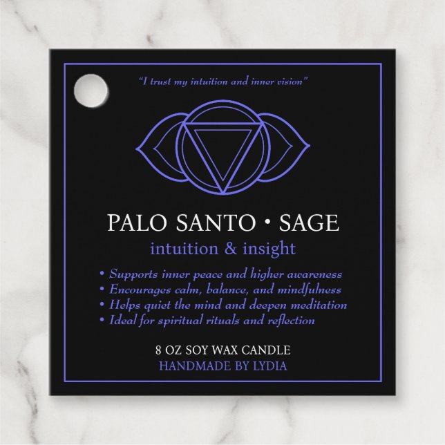 Ajna Third Eye Chakra Candle Label Gåvor Etiketter (Framsida)