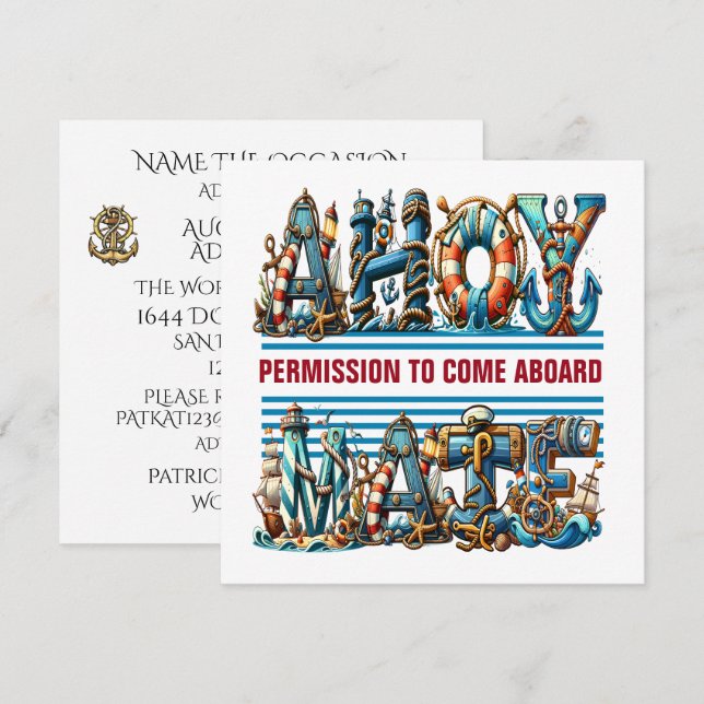 AJÖ TILLSTÅND ATT GÅ OMBORD INBJUDNINGAR (Fram/baksida)