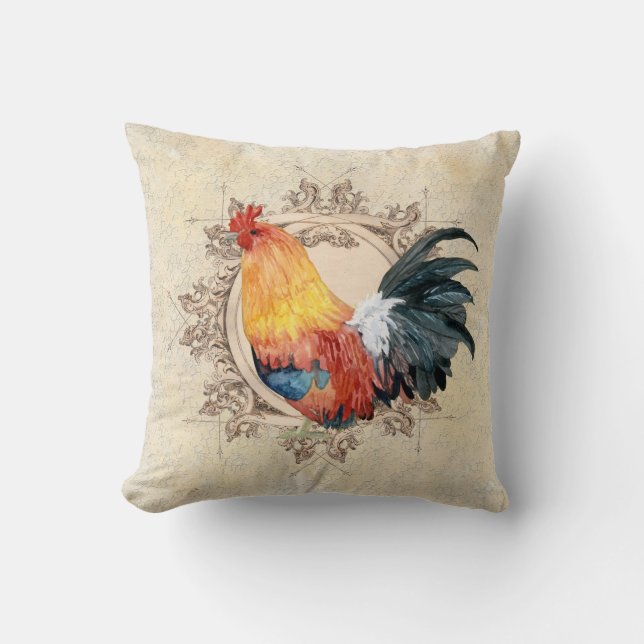 AJR-PAPER-Black-Vintage-Rooster-1b.jpg Kudde (Framsida)