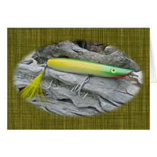 AJS Popper "Grönt Greenie" Saltwater Fishing Lure Hälsningskort