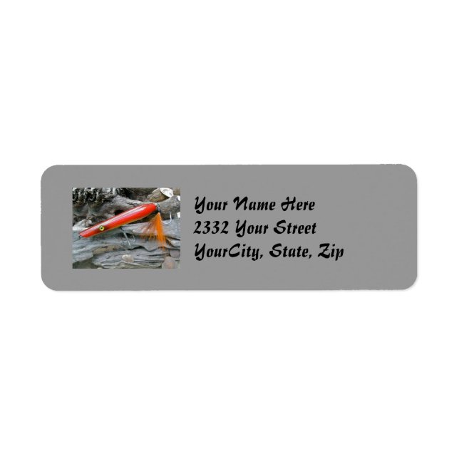 AJS Saltwater Lure Popper Firebird-adressetikett Returadress Etikett (Framsidan)