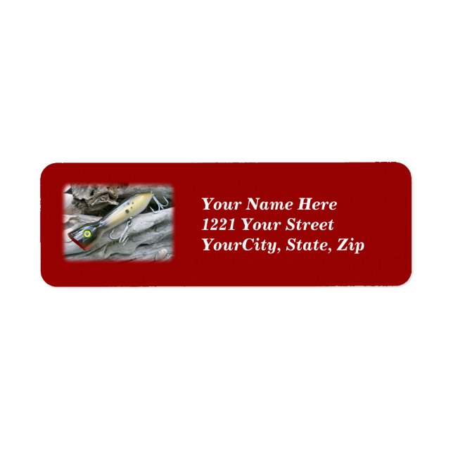 AJS Saltwater Lure Popper Mullet Address Label Returadress Etikett (Framsidan)