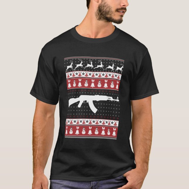 Ak47 Ugly Sweater Julafton till jul T Shirt (Framsida)