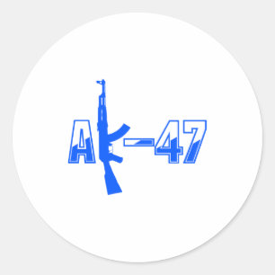 AK-47 AKM asssault Rifle Logotyp Blue.png Runt Klistermärke