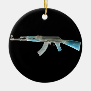 AK-47 Negativ Blue Julgransprydnad Keramik