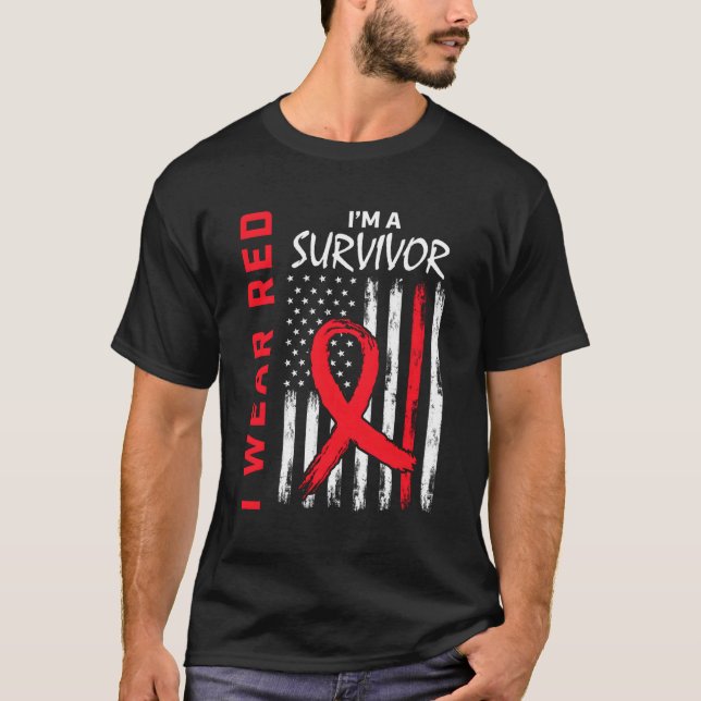 Åk i Bäran Red Han Disease Survivor USA flagga T Shirt (Framsida)
