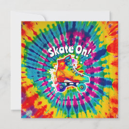 Åk på rullskridskobana Tie Dye Hippie Inbjudningar
