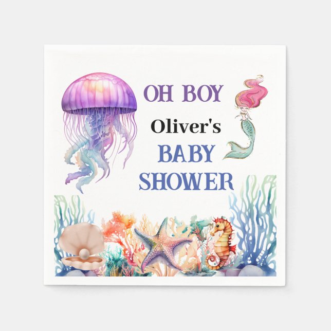 Åk pojke under sjömansduschen. pappersservett (Framsidan)