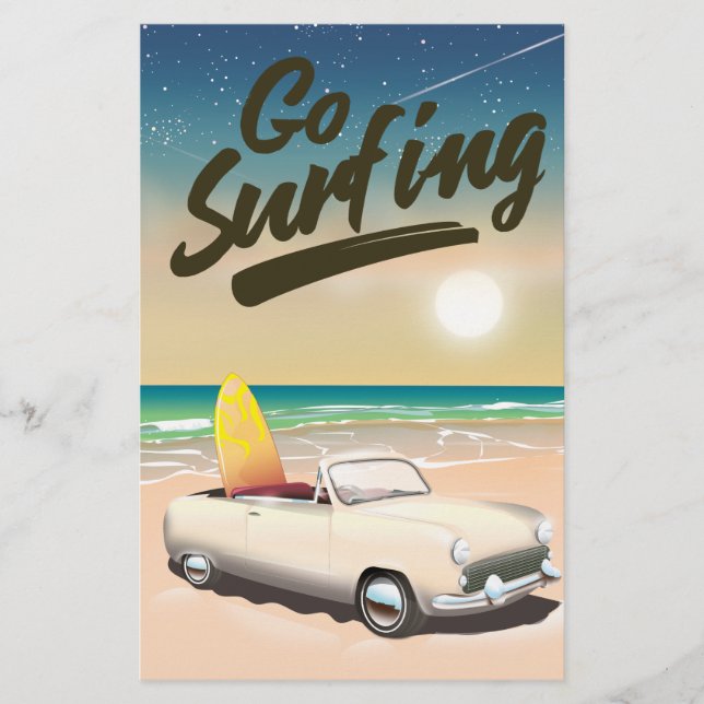 Åk Surfing Resa affisch! Brevpapper (Framsida)