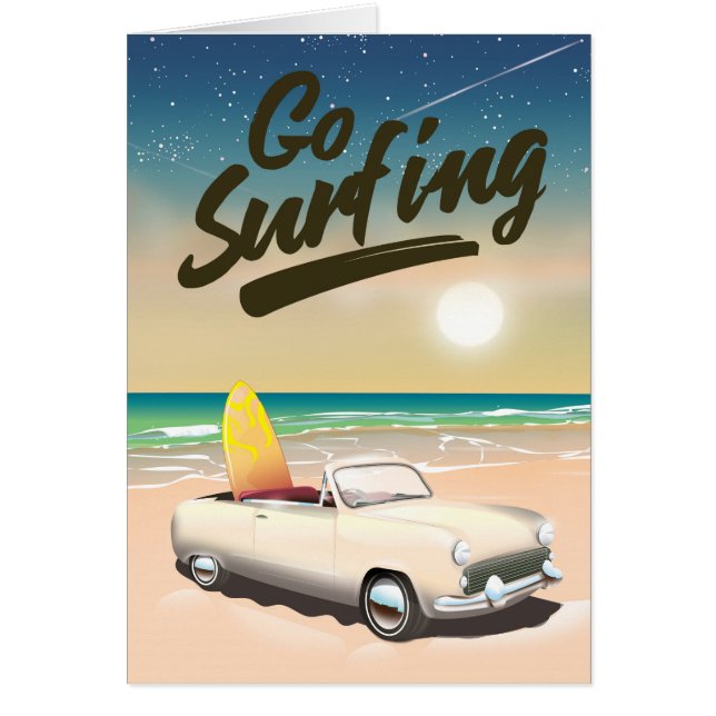 Åk Surfing Resa affisch! Hälsningskort (Framsidan)