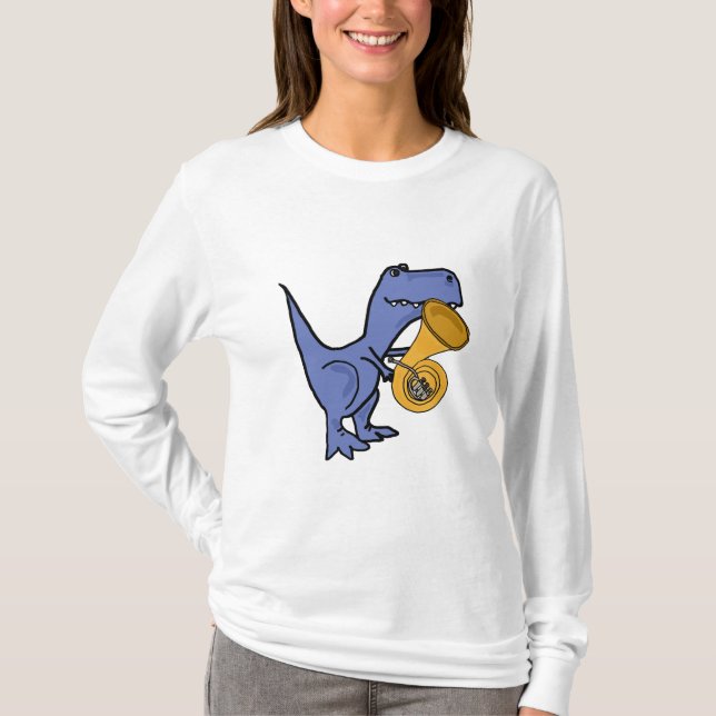 AK-, T-Rex Dinosaur som leker valthornskjortan Tee Shirt (Framsida)