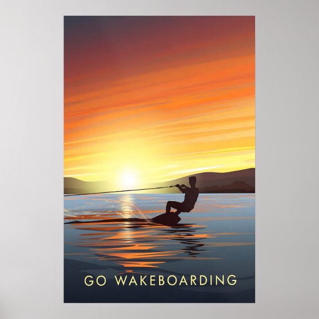 Åk Wakeboard Reseskylt Poster (Framsidan)