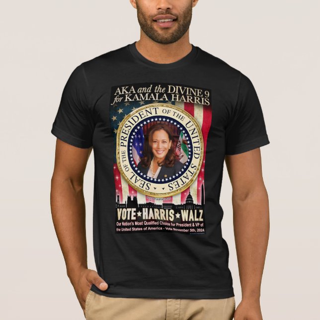 AKA & Divine Nine for Kamala Harris T Shirt (Framsida)