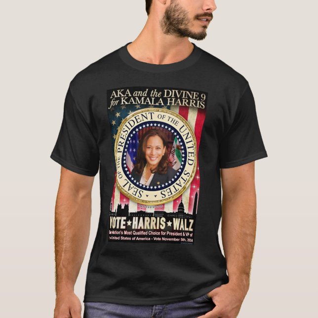 AKA & Divine Nine for Kamala Harris T Shirt (Framsida)