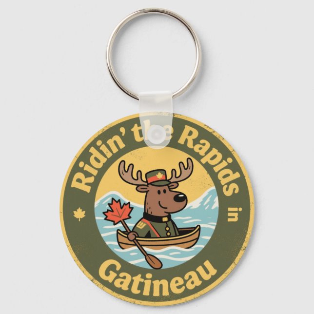 Åka Forsarna Gatineau med en rolig älg  Nyckelring (Framsida)