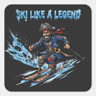 Åka Skidor Som En Legend Fyrkantigt Klistermärke