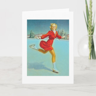 åka skridskor flickan helgkort