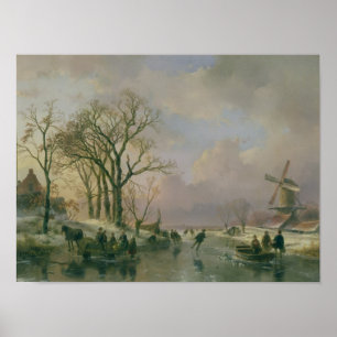 Åka skridskor i Holland Poster