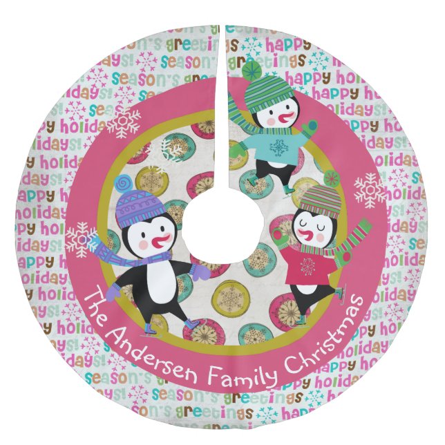 Åka skridskor kjol 4 för träd för julgransmatta borstad polyester (Framsidan)