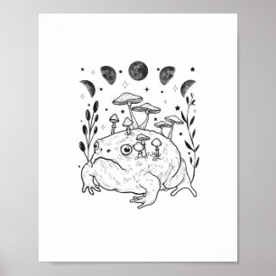 Akademi Mån Häxig Goblincore Estetisk Groda Poster