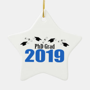 Akademikra 2019 lock för PhD och diplom (blått) Julgransprydnad Keramik
