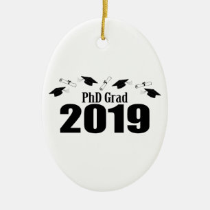 Akademikra 2019 lock för PhD och diplom (svarten) Julgransprydnad Keramik