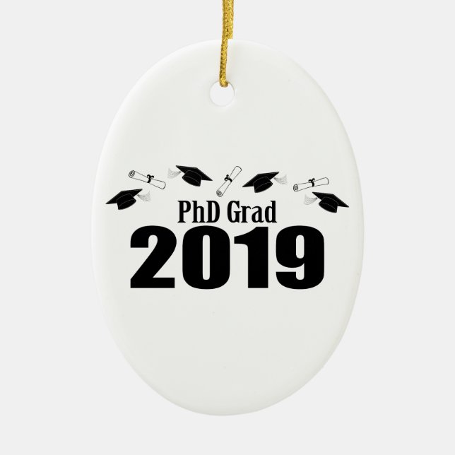 Akademikra 2019 lock för PhD och diplom (svarten) Julgransprydnad Keramik (Framsidan)
